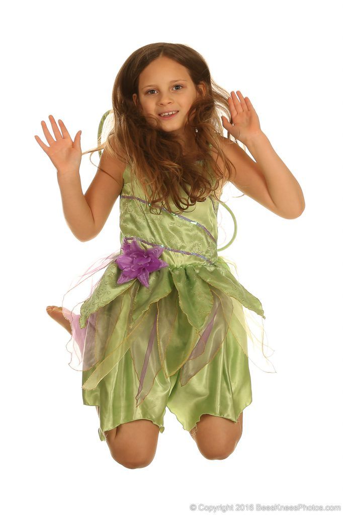 girl in a pretty green fairy dress