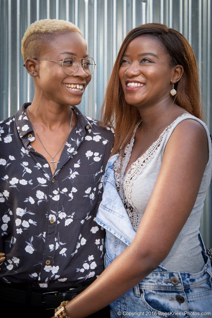 happy couple at an urban photoshoot