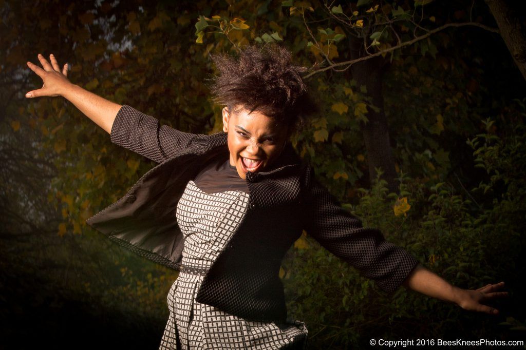 woman jumping in the park