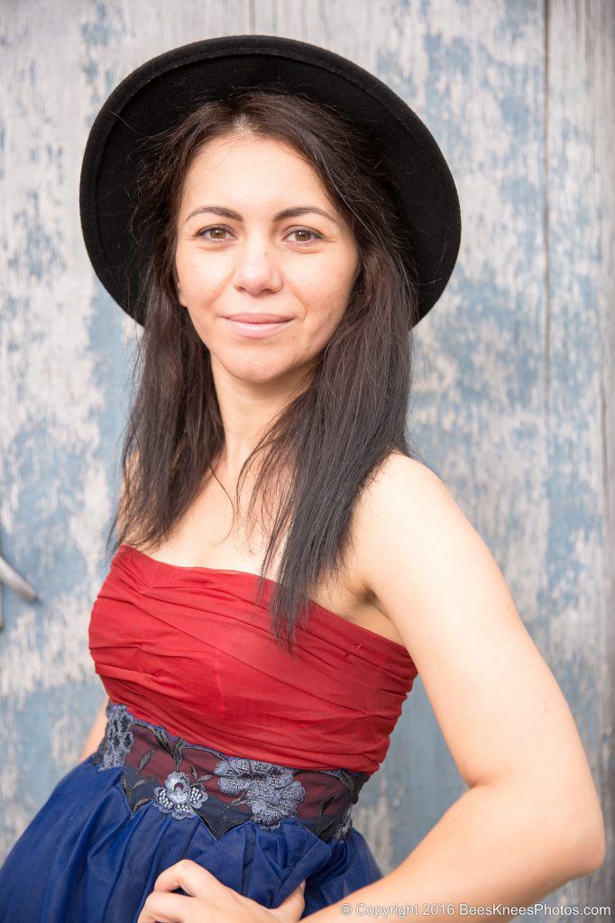 woman wearing a black hat