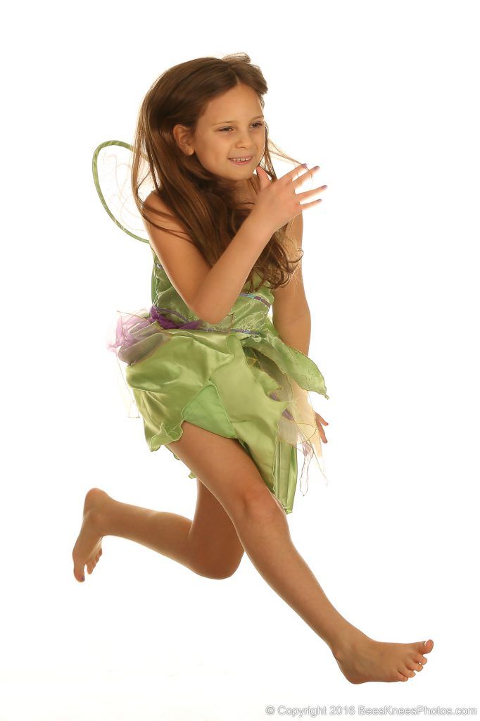 young girl jumping in the studio